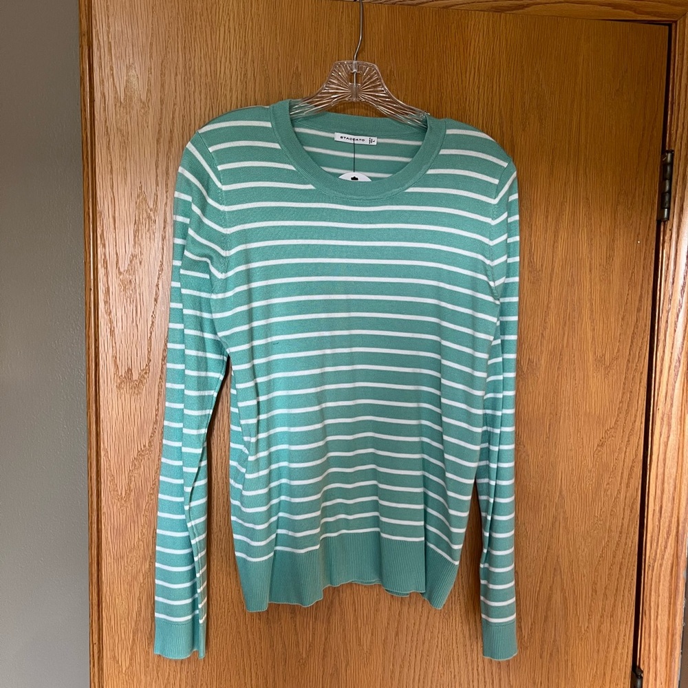Staccato Green and White Striped Top